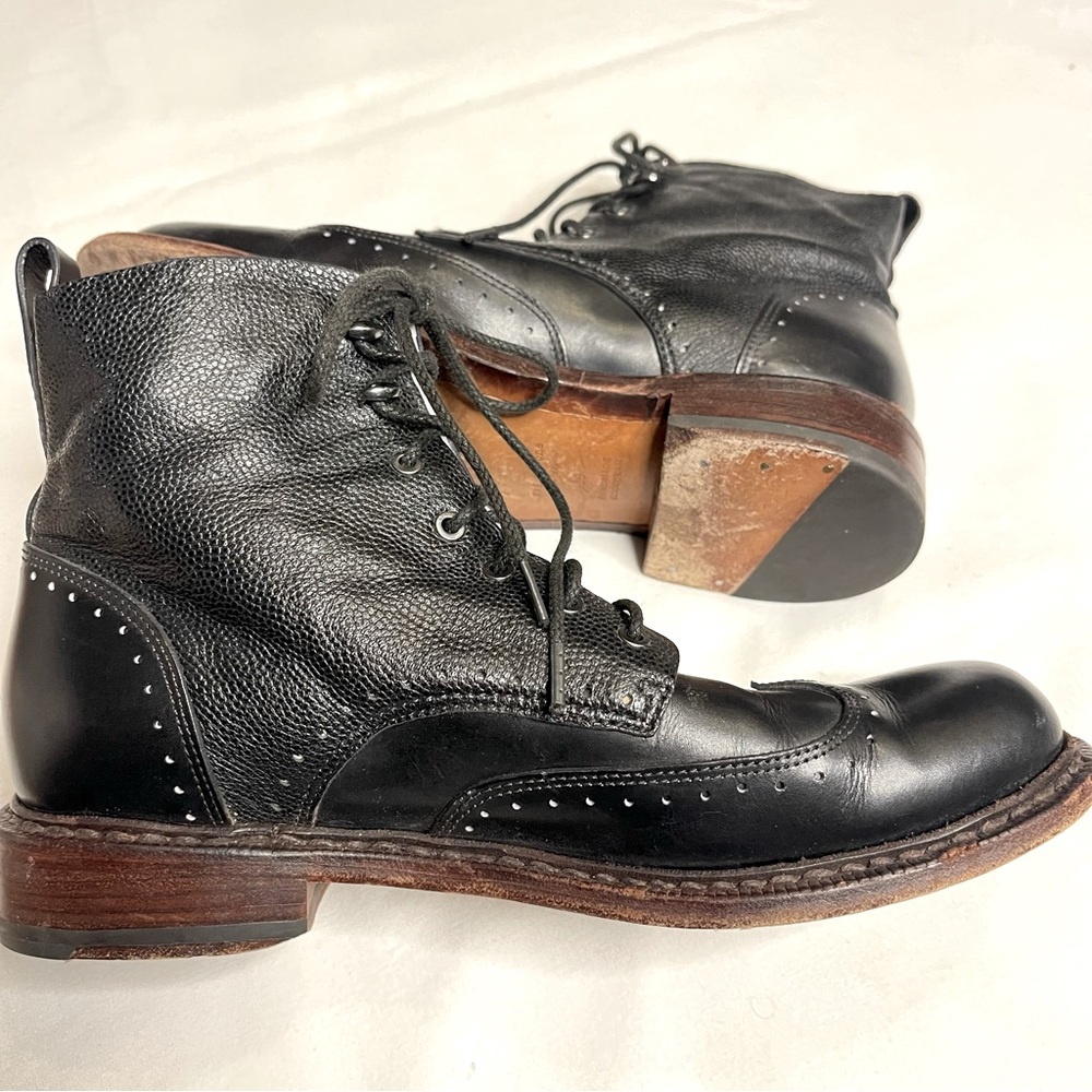 Rag & bone black leather laser cut cozen lace up boots - Picture 6 of 12